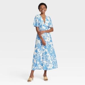 Women's Short Sleeve Maxi Sundress - A New Day™ Blue Floral 2